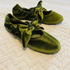 Green Velvet Flats